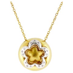 Flower Diamond Pendant in 18k 2 Tone