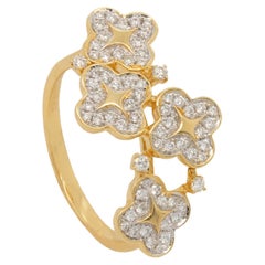 Flower Diamond Ring 14K Yellow Gold