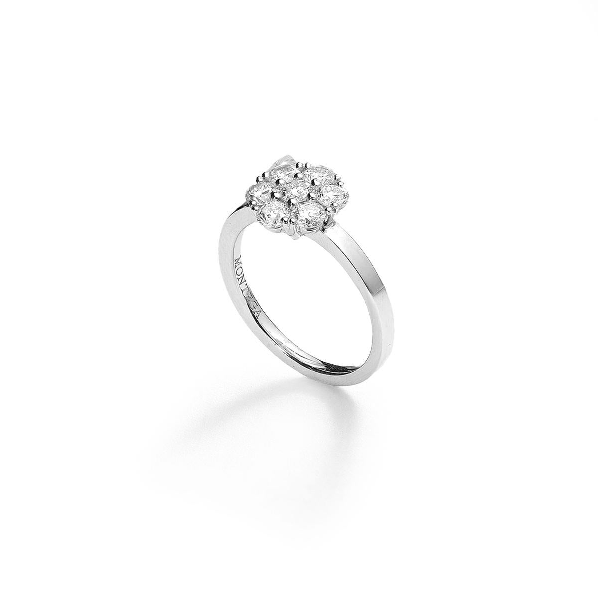 Ring in 18kt white gold set with 7 diamonds 0.98 cts Size 53 