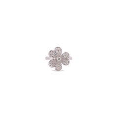 Flower Diamond Ring Studded in 18K White Gold