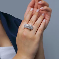 Flower Diamond Ring with Marquise and Round Cut, 18k White Gold, 3.07 Ctw.