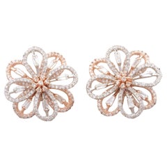 Boucles d'oreilles fleurs en or massif 14k (certifié)