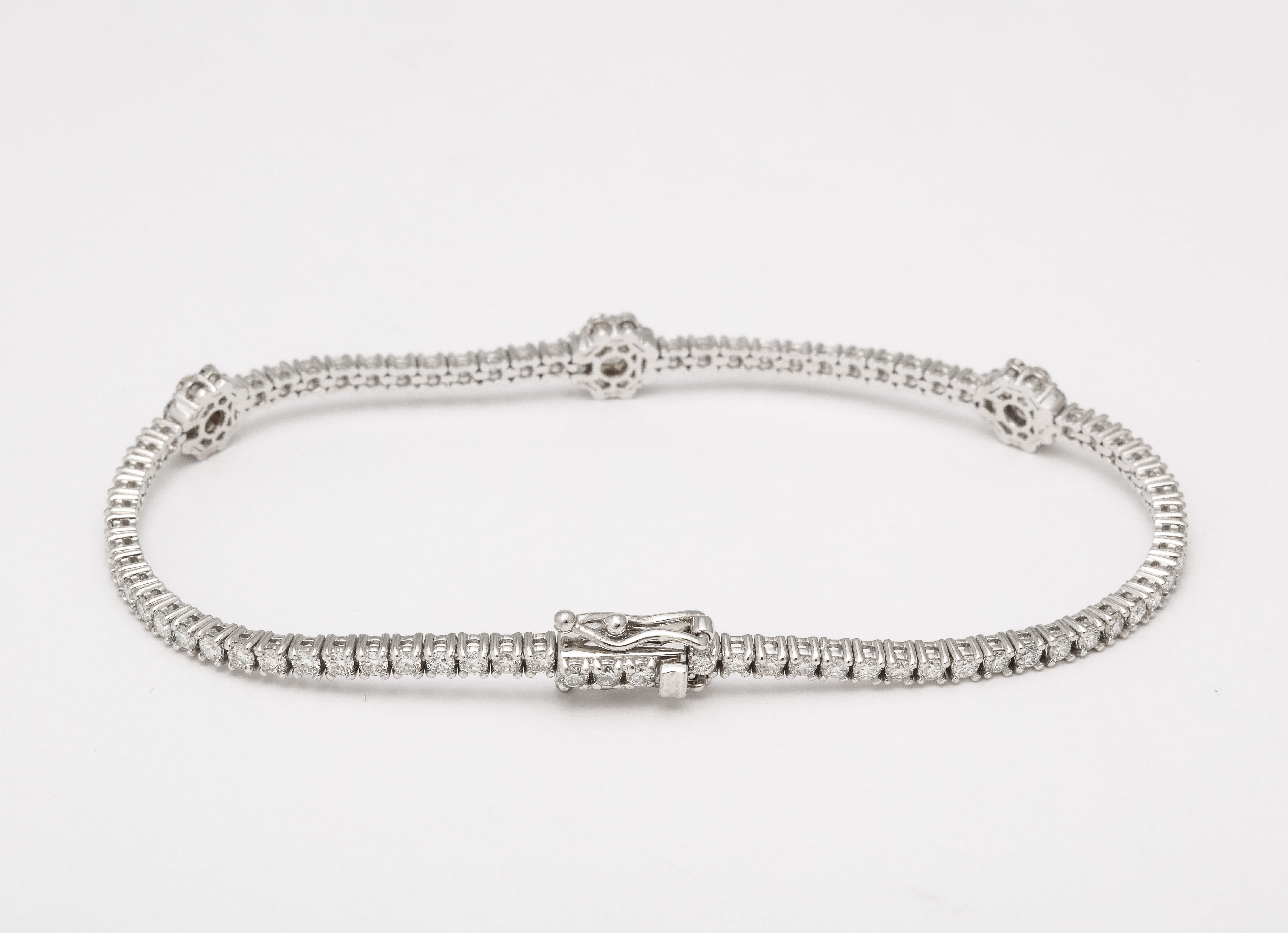 Flower Diamond Tennis Bracelet For Sale 5