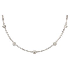 Flower Diamond Tennis Necklace 