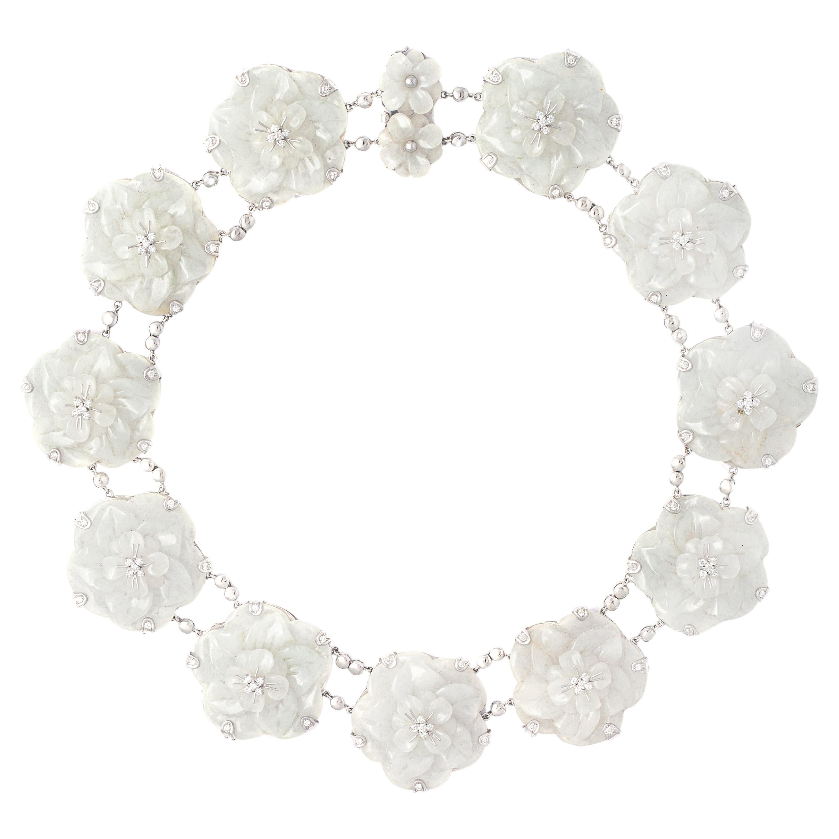 Flower Diamond White Gold Necklace