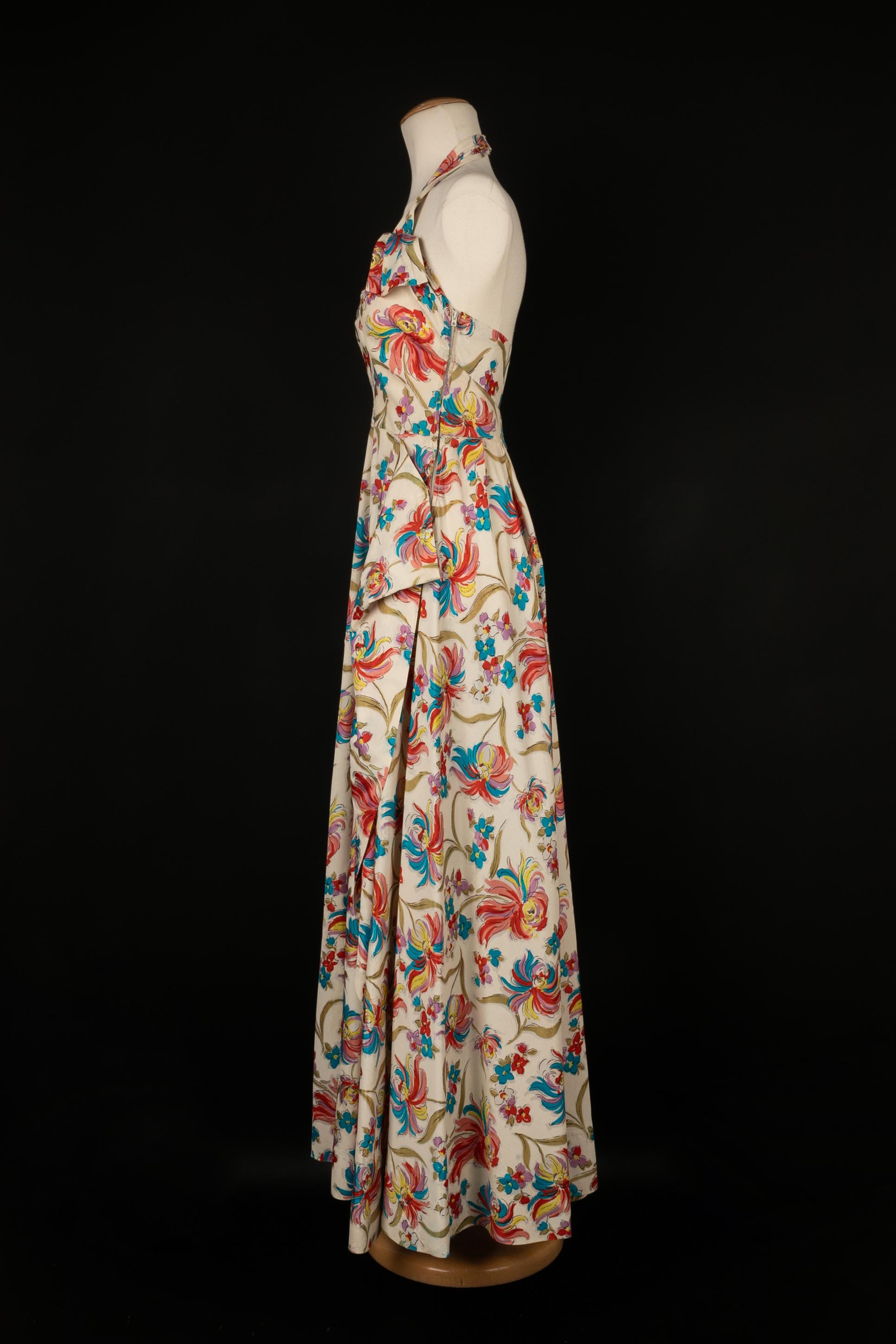 Brown Flower dress 1940s For Sale