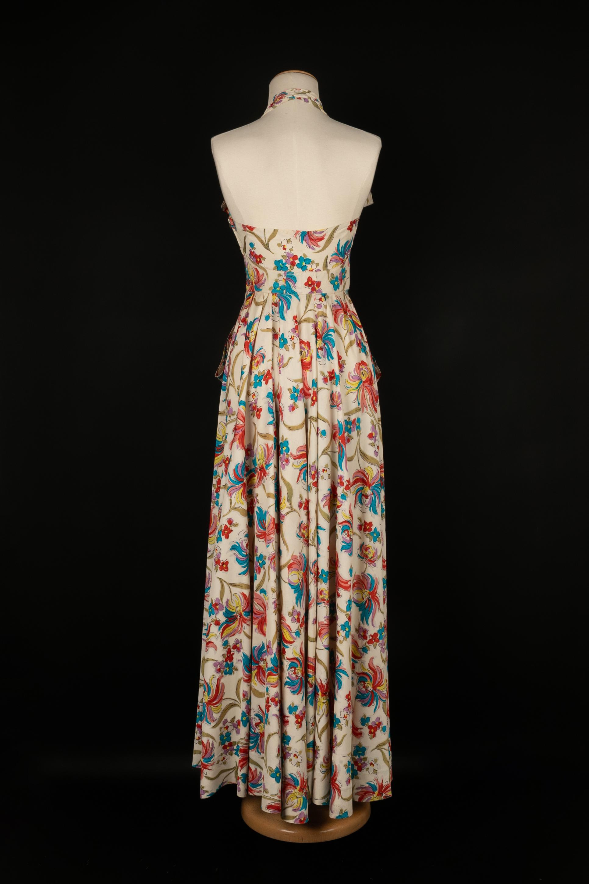 Flower dress 1940s In Excellent Condition For Sale In SAINT-OUEN-SUR-SEINE, FR