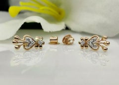 Flower Earring 14k Solid Gold Diamond Floral Studs Earrings Birthday Ear Gift