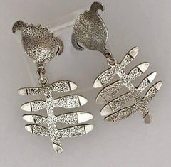 Flower earrings, cast, sterling silver, dangle earrings, Melanie Yazzie, flowers