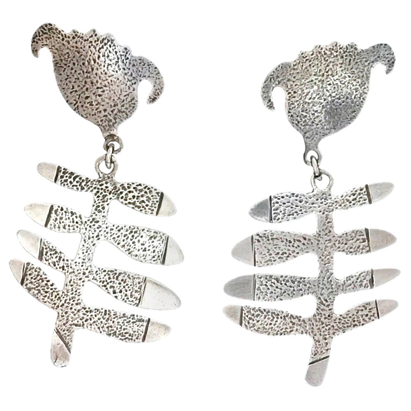 Flower earrings, cast sterling silver dangle earrings Melanie Yazzie flowers For Sale