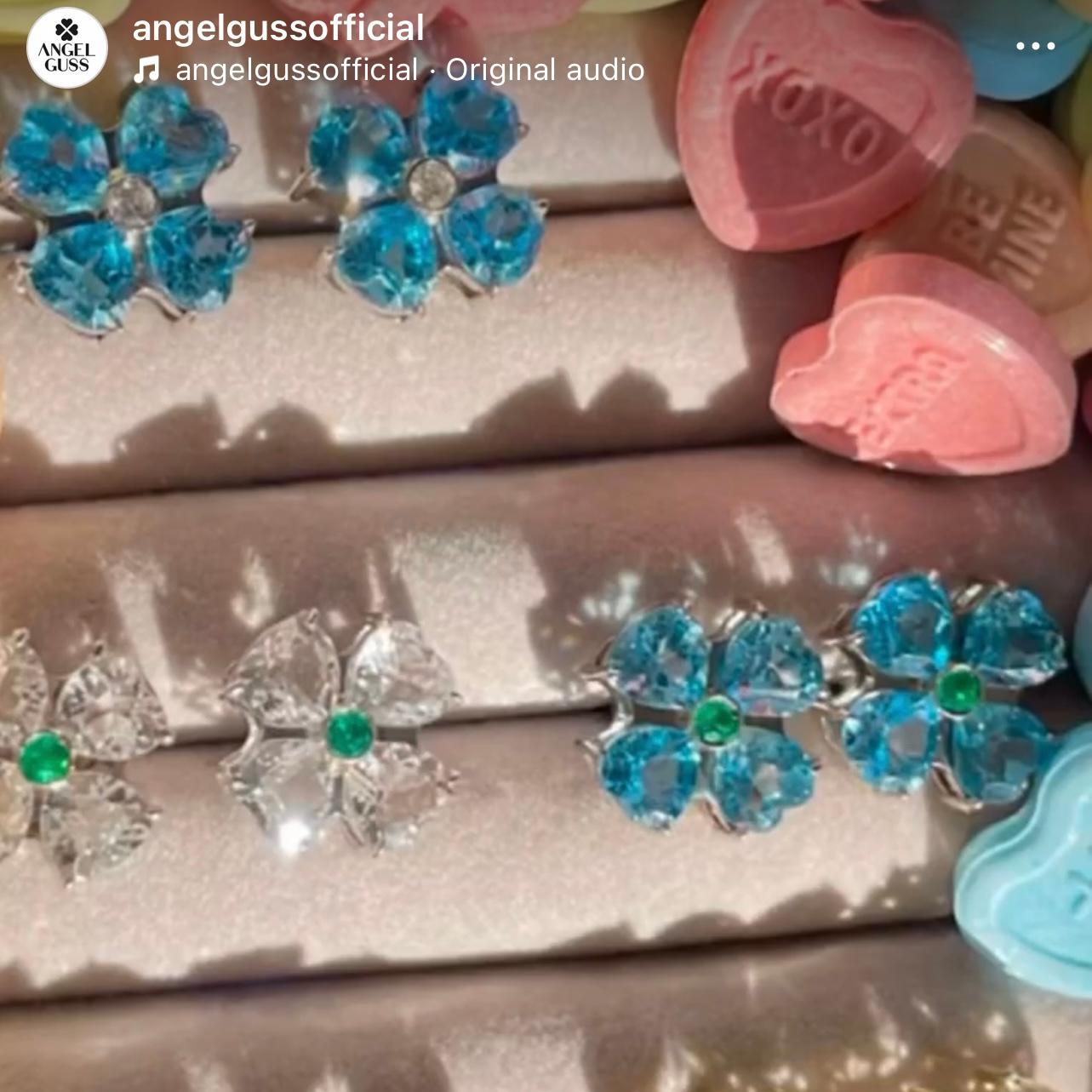 Orecchini con fiori e citrino - Oro bianco massiccio 18 carati in vendita 8