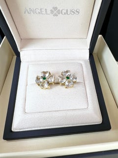 Blumenohrringe & Smaragd - 18K Massiv Gelbgold