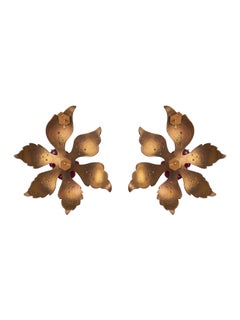 Blumenohrringe aus 18kt Gold, Rubinen und Diamanten