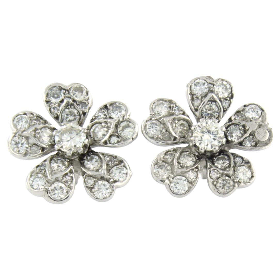Flower Earrings with brilliant and single cut diamonds up to 3.50ct 18k gold