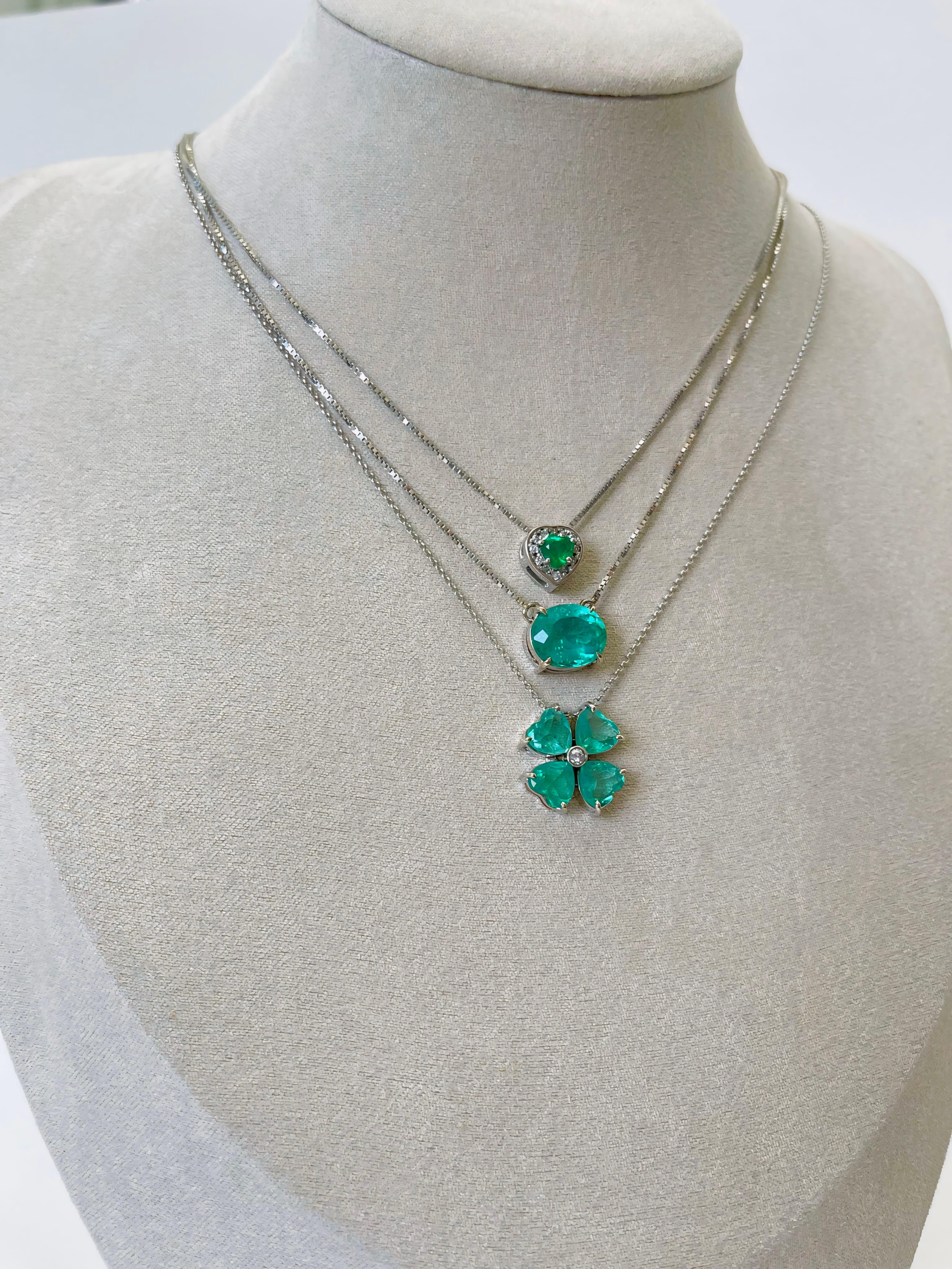 Blume Smaragd Halskette & Diamant 18kGold  Damen