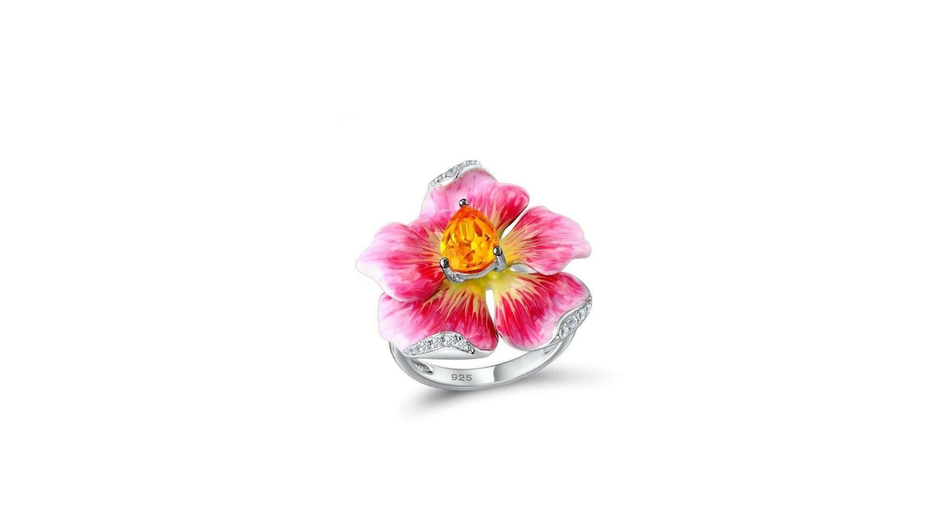 




This is a very unique Enamel ring which shows off bright colors Pink Yellow Red with accent stones. Set in sterling silver and if you want gold etc as its something we can look do let us know.

Do tell us your size on order 

                  