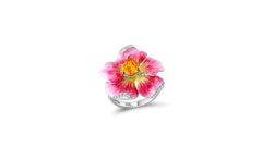 Flower Enamel Ring Sterling Silver