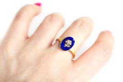 Flower Enamel Secret Locket Ring in 18k Gold