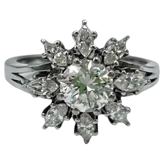 Flower Engagement Ring  For Sale