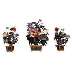 Flower Fireplace Set in Chinese Hard stone, Early 20th Century