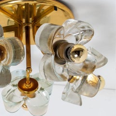 Flower Flush Mount, Brass and Glass by Sische, 1970s