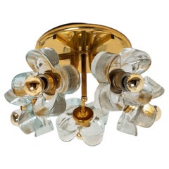 Flower Flush Mount, Brass and Glass by Sische, 1970s