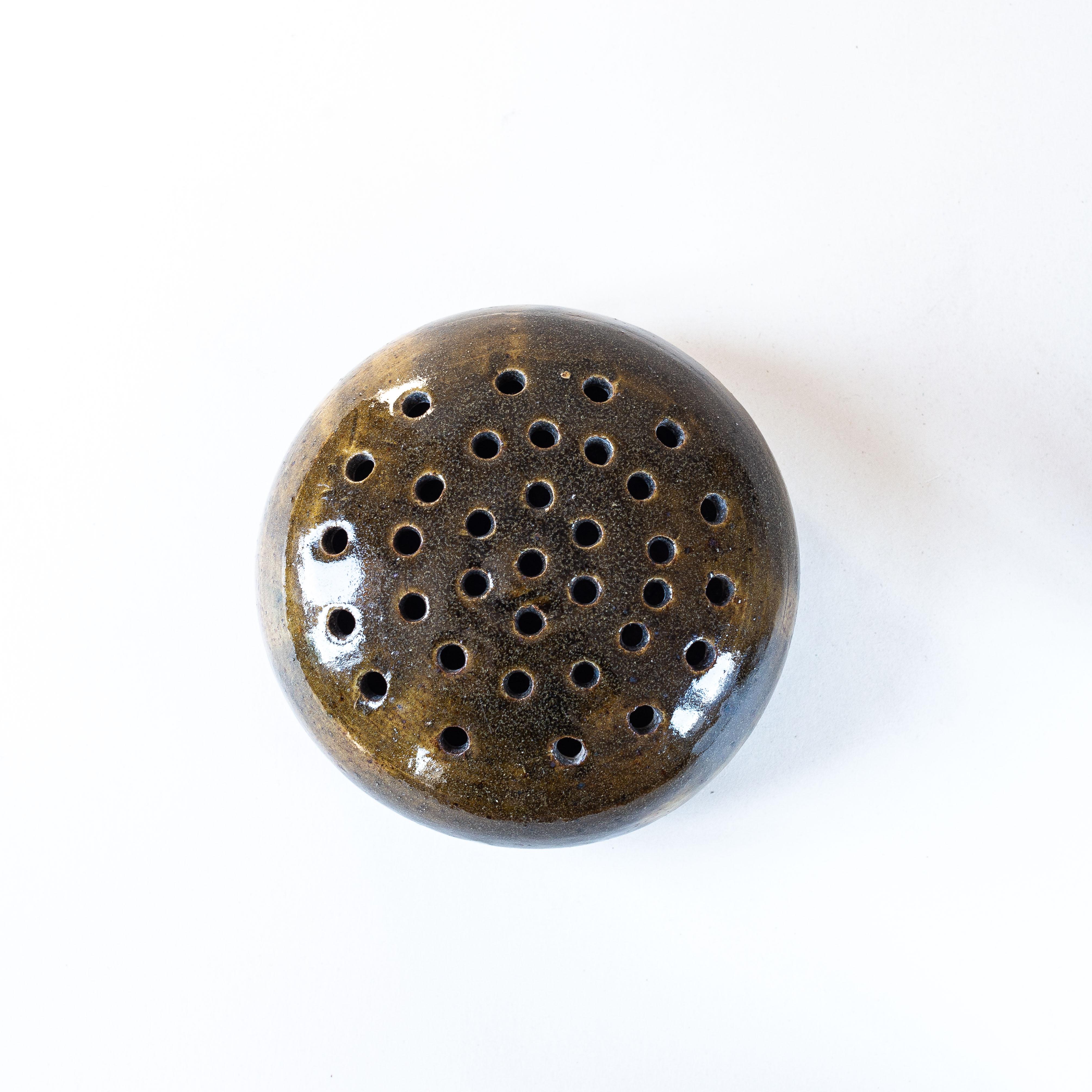 French Flower Frog Vase in Green Ceramic by Claude Marcaggi KAOL, France 1960s For Sale