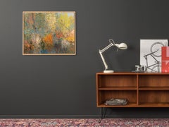 Jardin de fleurs huile sur panneau rigide, cadre coloré expressionniste printemps