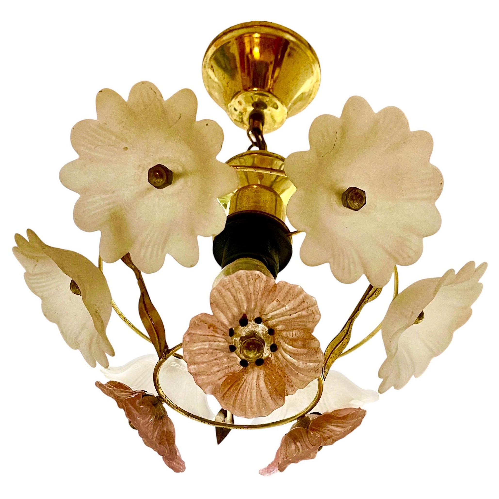 Fiore in vetro Fush mount in vetro di Murano ibicus di Barovier&Toso , Italia 1970