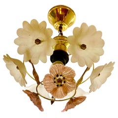 Flower Glass Fush mount murano glass ibicus by Barovier & Toso , italy 1970