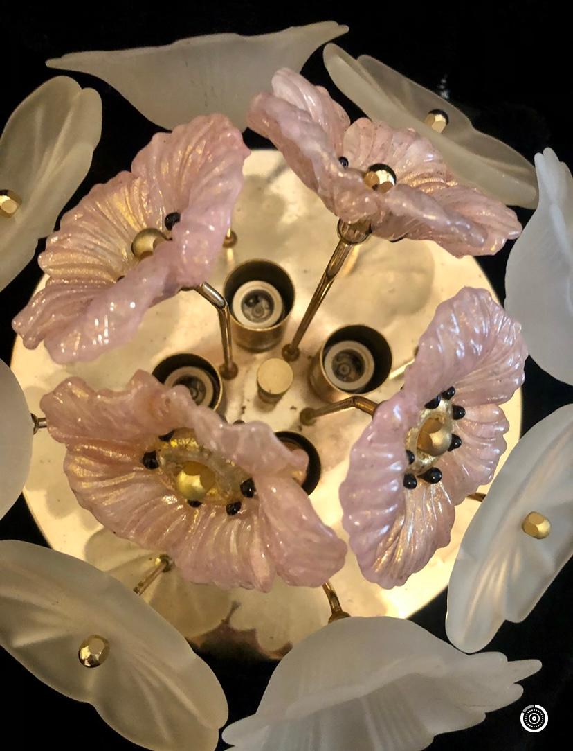Italian Flower Glass sconce murano glass ibicus by Barovier & Toso , italy 1970 For Sale