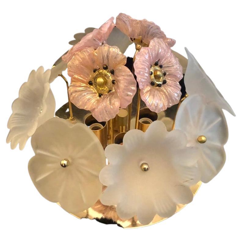 Flower Glass sconce murano glass ibicus by Barovier & Toso , italy 1970 For Sale