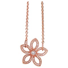 Flower Gold and Diamond Pendant Necklace