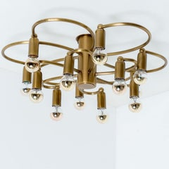 Flower Gold Brass Flush Mount by Leola, 1970s