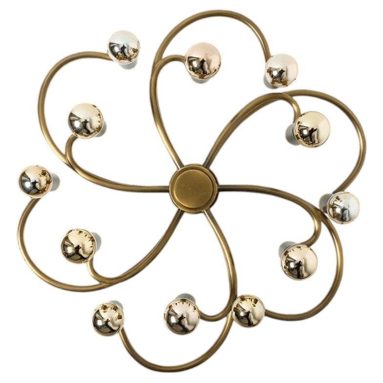 Flower Gold Brass Flush Mount by Leola, 1970s