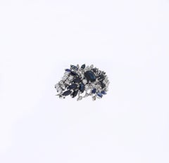 Flower Gold Brooch with Sapphires and Diamonds