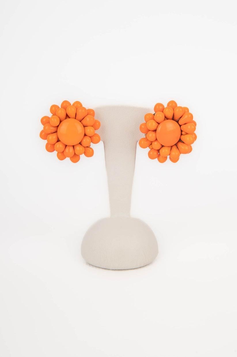 Flower Golden Metal Clip-On Earrings For Sale 3