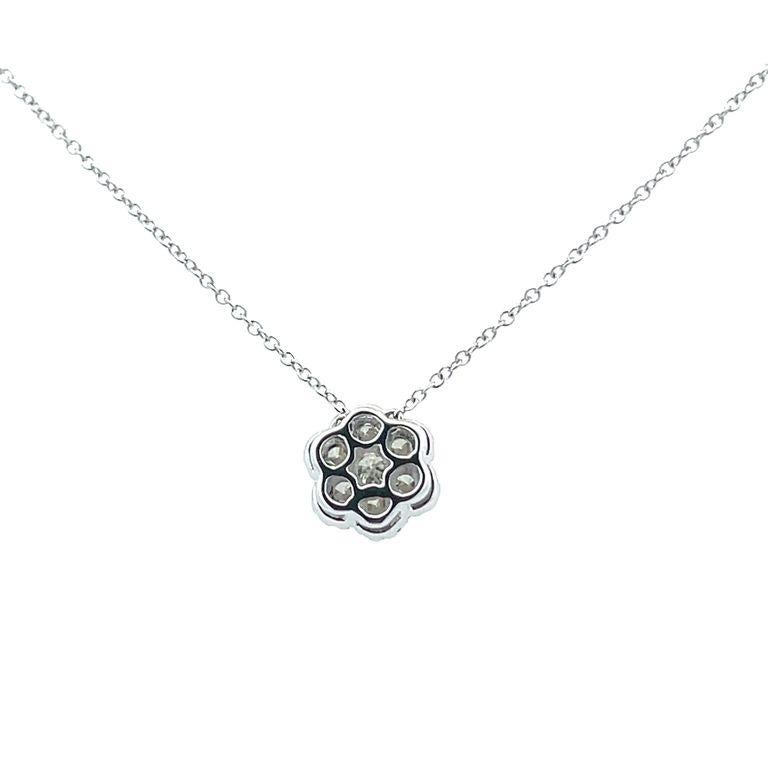 Modern Flower Illusion Set Diamond Necklace 0.58ct 14K White Gold 16
