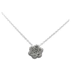 Flower Illusion Set Diamond Necklace 0.58ct 14K White Gold 16"