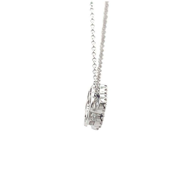 Women's Flower Illusion Set Diamond Necklace 0.71ct 14K White Gold  For Sale