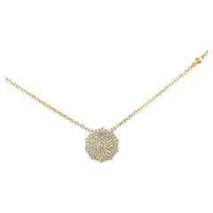 Blumen-Halskette mit Diamanten in Illusion gefasst 0,95 Karat 14K Gelbgold 