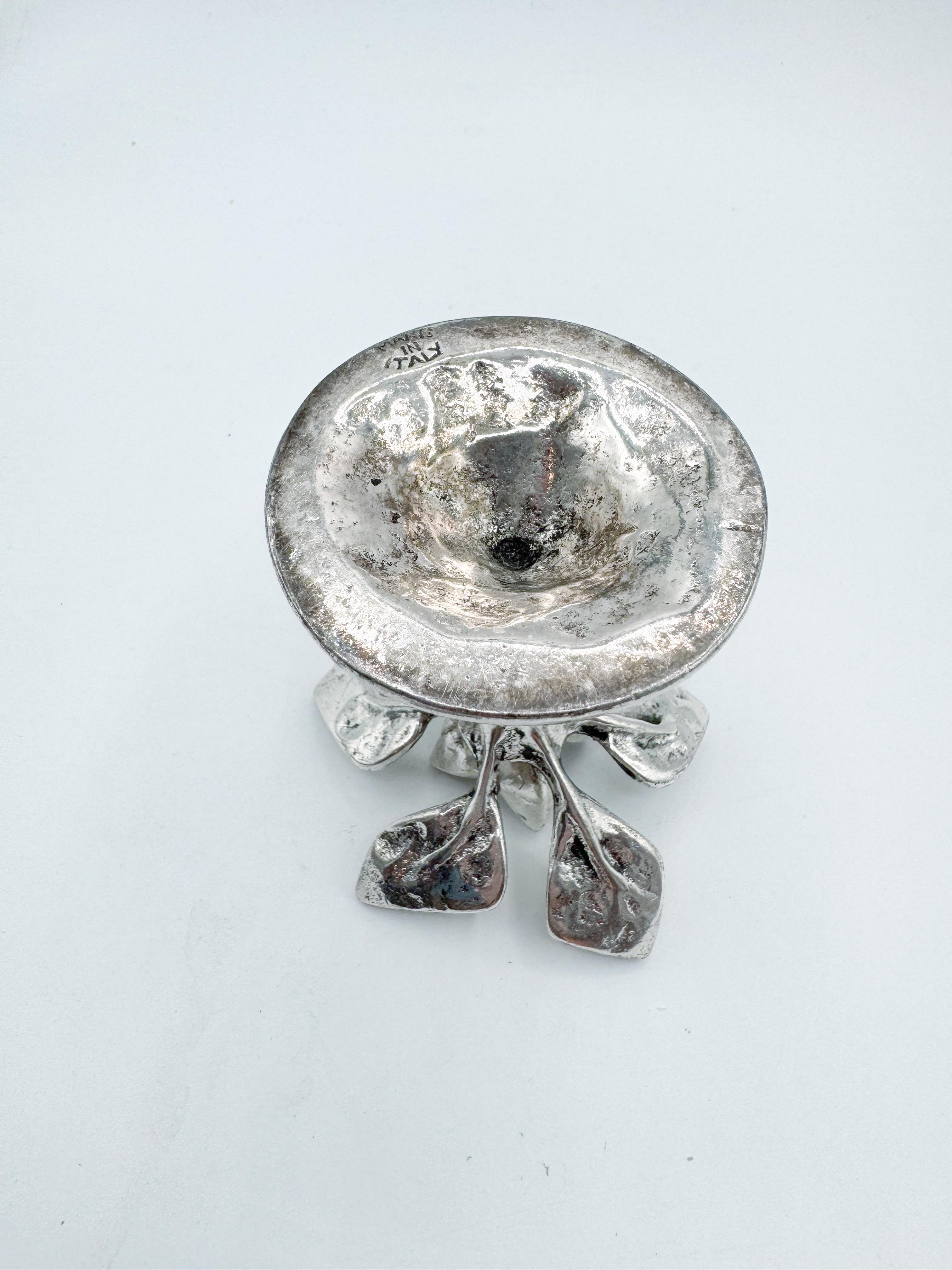 Vintage Italian Silver Lotus Flower Candlestick Holder Art Nouveau For Sale 2