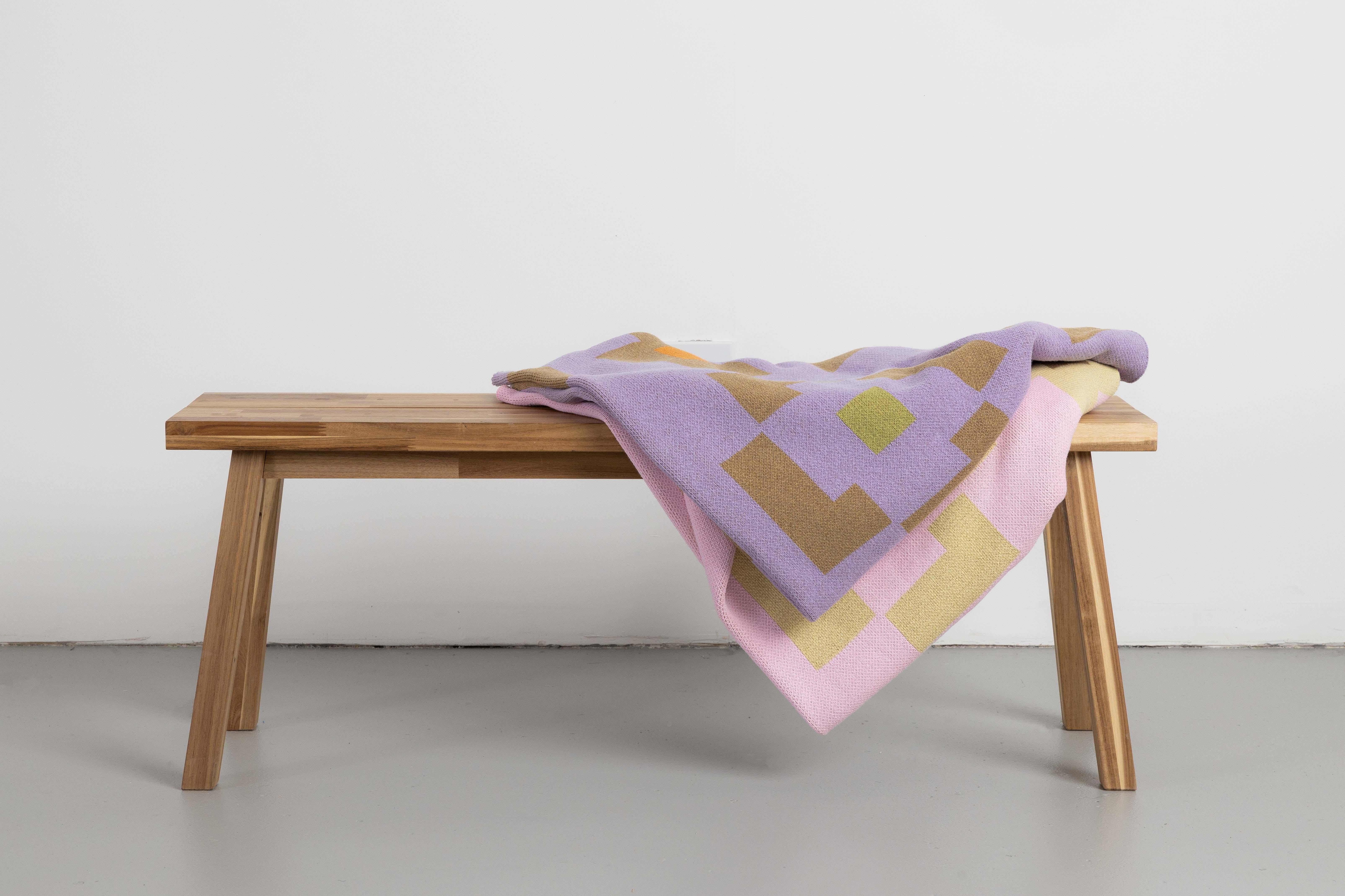 American Flower Knit Throw Blanket Textile in Lavender 