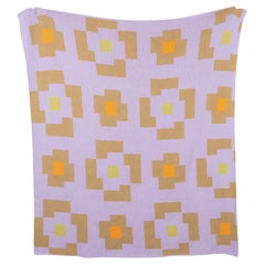 Flower Knit Throw Blanket Textile in Lavender