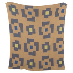 Flower Knit Throw Blanket Textile in Tobacco Brown