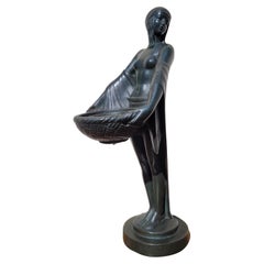 "flower", Lamp Signed Max Le Verrier, Art Deco, 20th Century