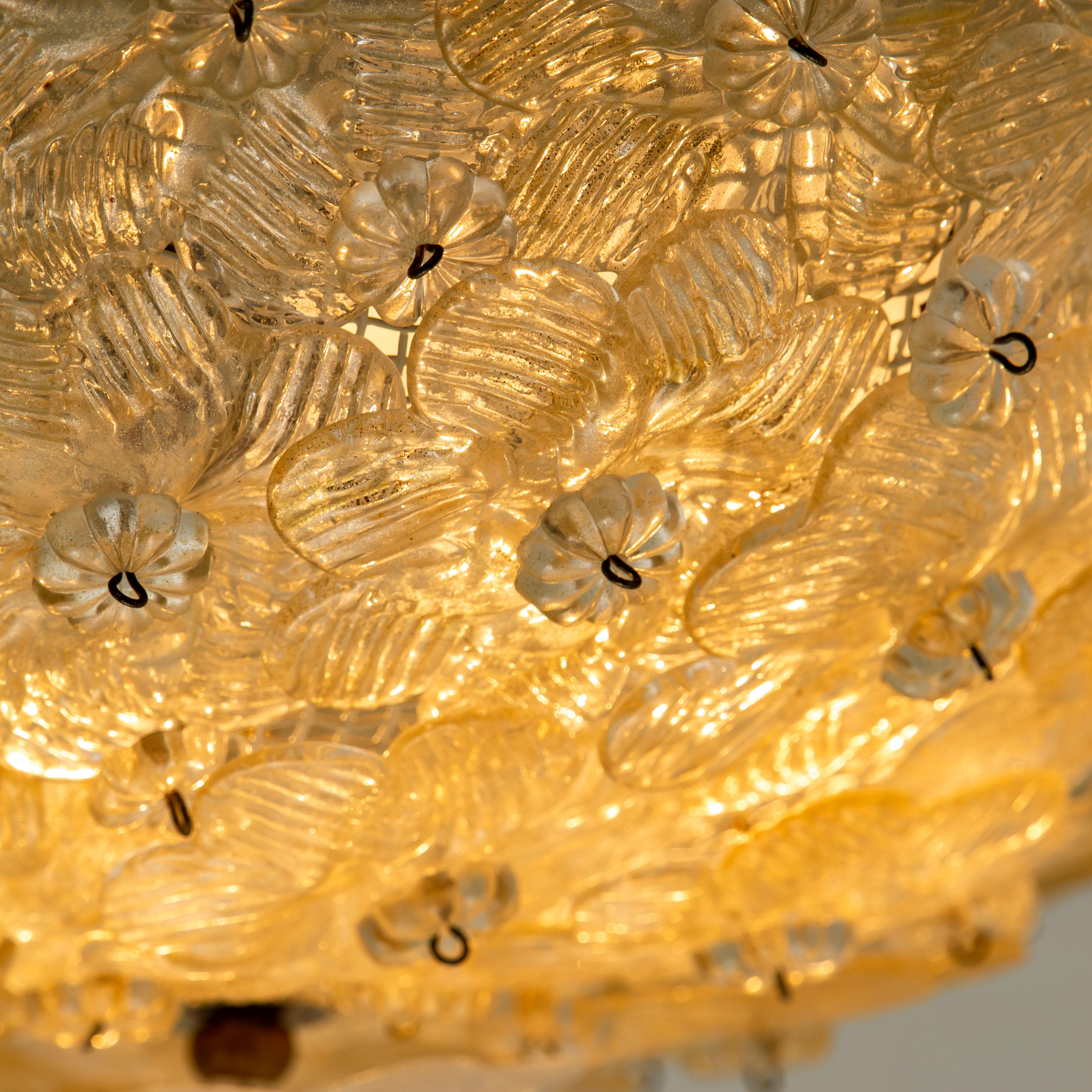 Flower Light Fixture or Flush Mount by Barovier & Toso, Murano, 1990s In Good Condition In Rijssen, NL