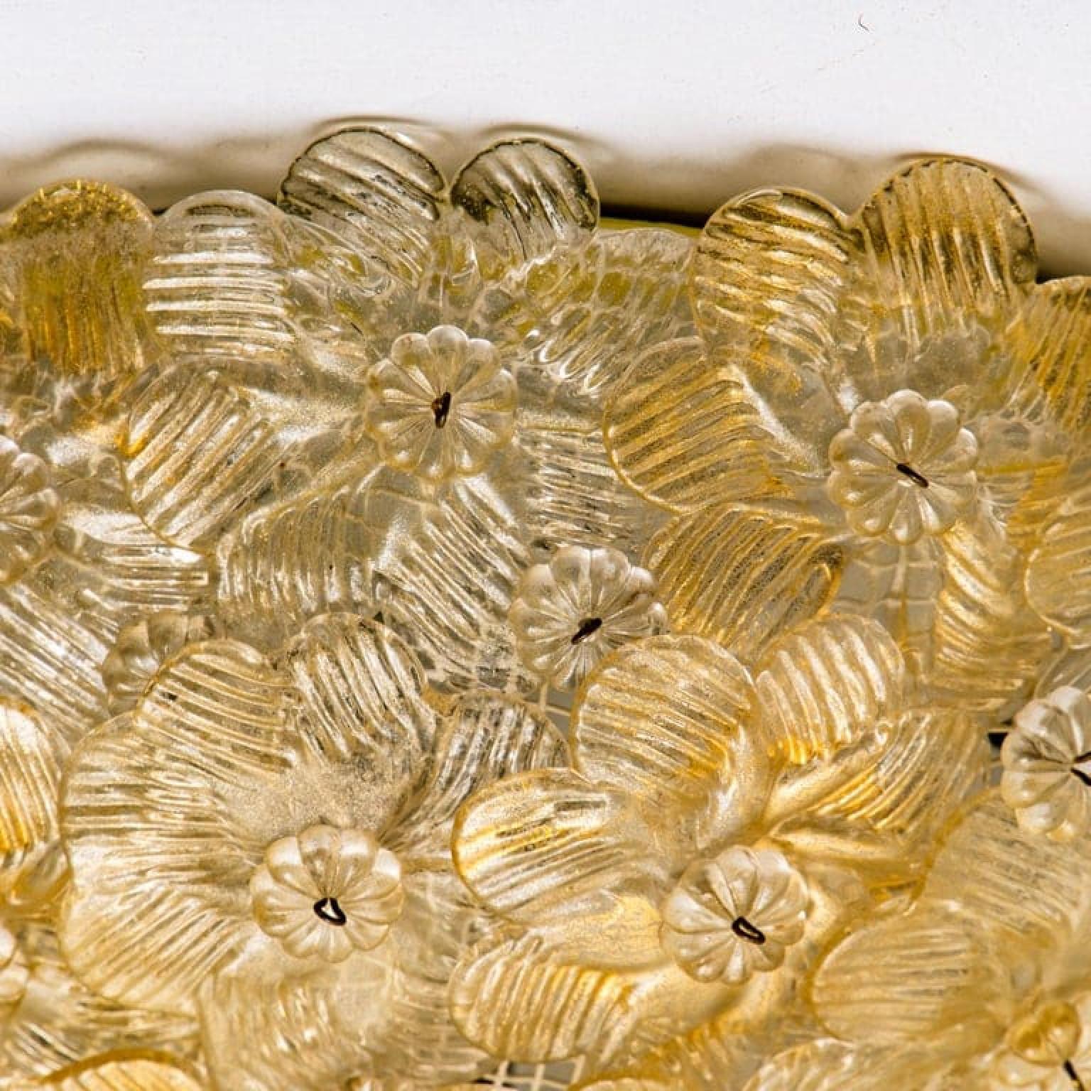 Painted Flower Light Fixture or Flush Mount in the style of Barovier, 1990s For Sale