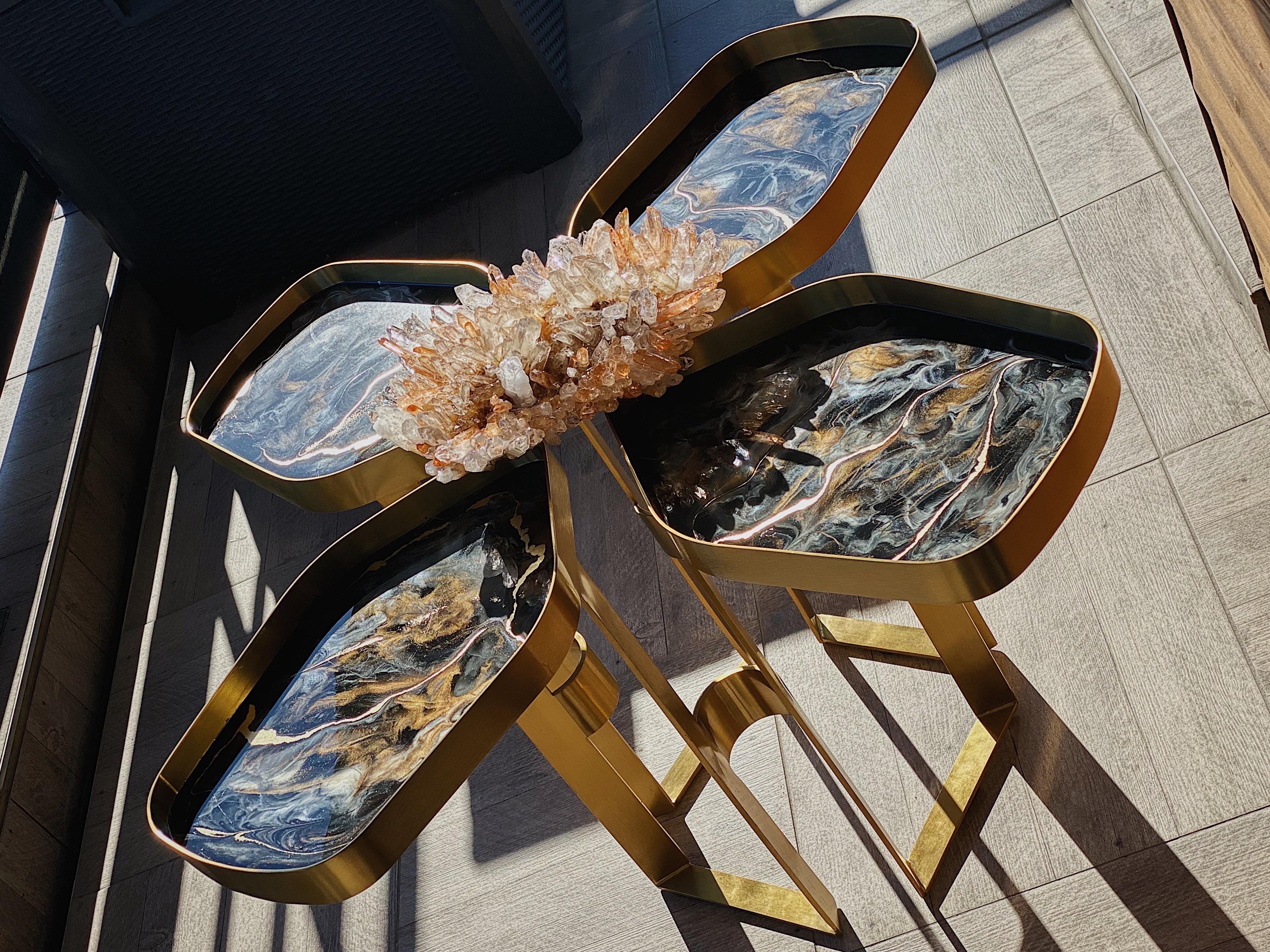 Flower, Marble and geode inspired table For Sale 2
