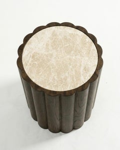 Tavolino in marmo Flower e legno - Realizzato su ordinazione e personalizzabile
